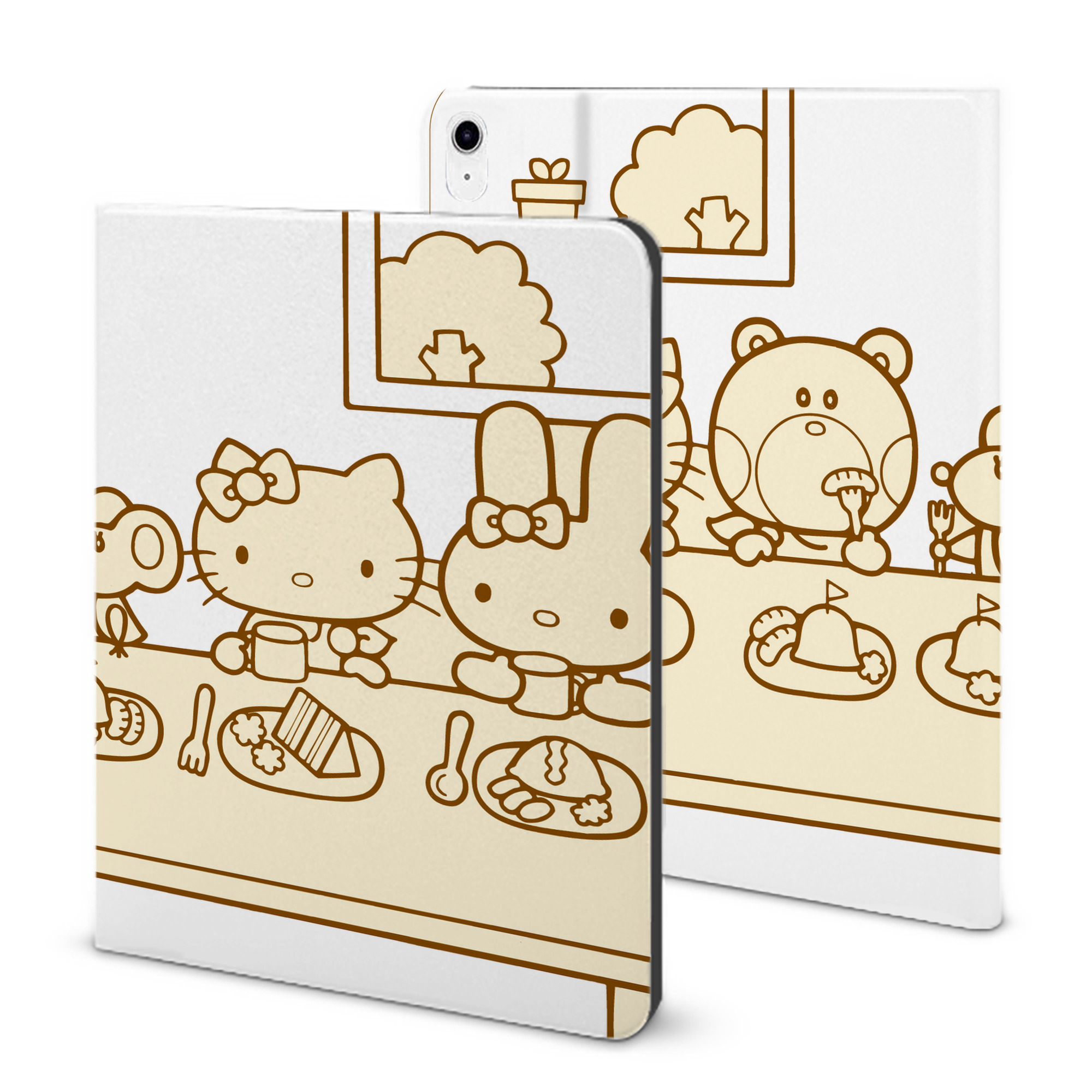 （画像用） Hello Kitty ハローキティ IPad ケース ブック型 PUレザー TPU 耐衝撃 軽量 薄型 ペン収納なし 全面保護 IPad 各モデル対応